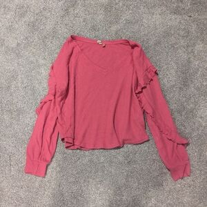 Women's Pink Ruffle Sleeve Top